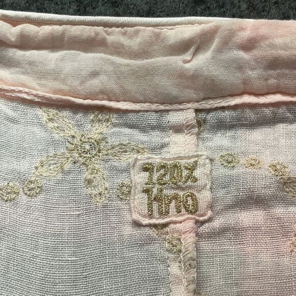 120% Lino Italy Floral 100% Linen Pink Tank Top embroidered 42 6 metallic corset - Picture 10 of 15